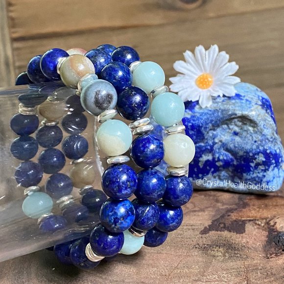 Lapis lazuli with Amazonite Bracelet - Picture 2 of 7